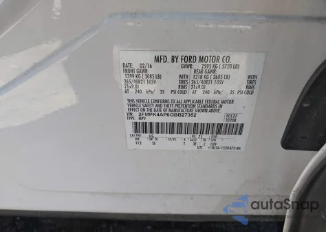 2016 Ford Edge Sport z USA, uszkodzony, nr VIN 2FMPK4AP6GBB27352